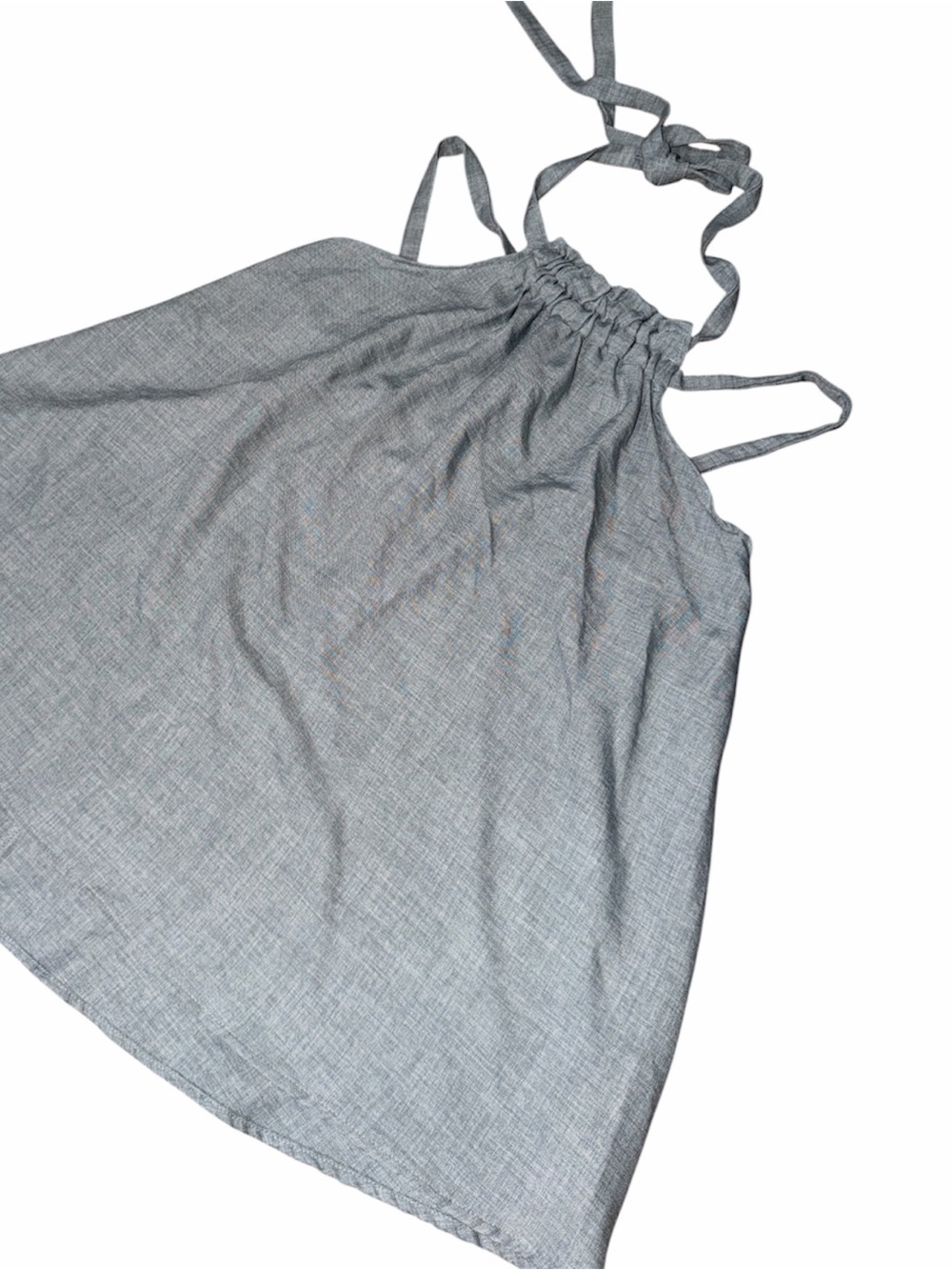 EASEL Strappy Halter Summer Top in Light Heather Blue-Gray